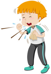 Little boy having flu