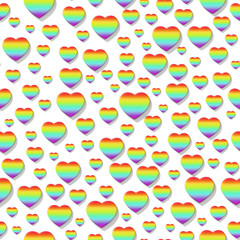 rainbow hearts as background pattern (seamless) 017