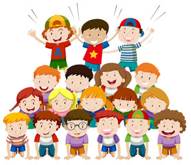 Children playing human pyramid