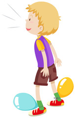 Boy playing balloons popping