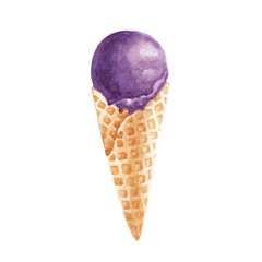 Watercolor blueberry ice cream