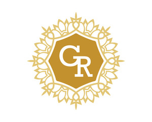 GR initial royal letter logo