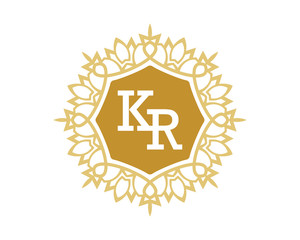 KR initial royal letter logo