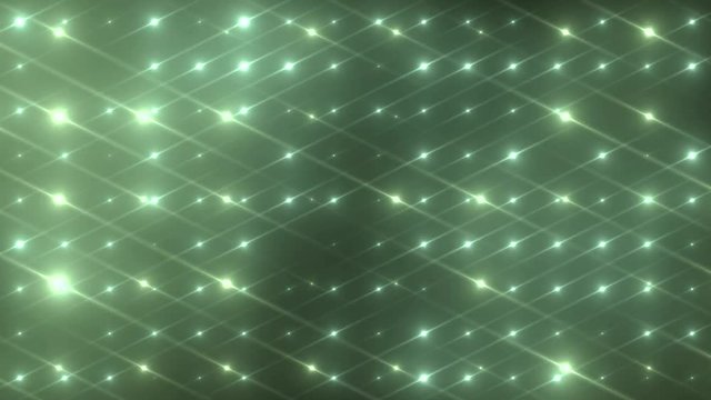 Flood lights green disco background. Abstract motion background, shining lights, energy waves. Seamless loop.