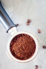 Coffee grind in group with coffee bean