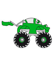 Obraz premium sweet cool monster truck comic eyes face cartoon cars turbo