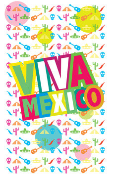 Viva Mexico, vector illustration, colorful vector poster