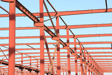 In the construction site, steel structure is under construction