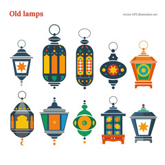 Vector set of east lanterns