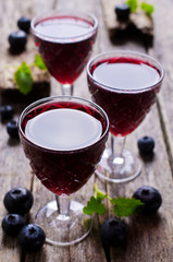 Transparent drink blueberries