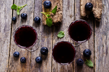 Transparent drink blueberries