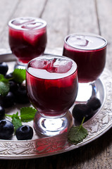 Transparent drink blueberries