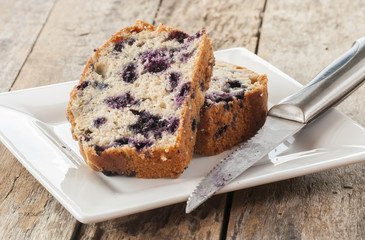 Home baked lemon cake with blueberries