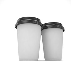 Three paper coffee cups
