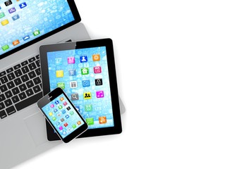 Naklejka premium Laptop, phone and tablet pc.