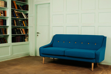 Blue sofa in the interior