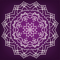mandala of love on a purple background, ethnic patterns