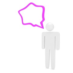 3d man with talk bubbles isolated over a white background