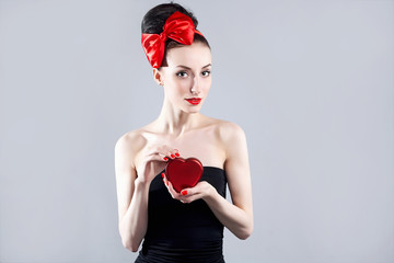 beautiful girl with red heart