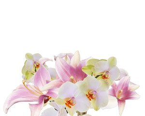 Light Pink Art beautifil bouquet lily with orchid