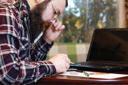 male notebook work bearded
