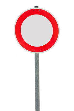 Verbot f&uuml;r Fahrzeuge aller Art an einem Metallpfahl  Freisteller