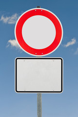 Verbot f&uuml;r Fahrzeuge aller Art mit unbeschriftetem Zusatzschild