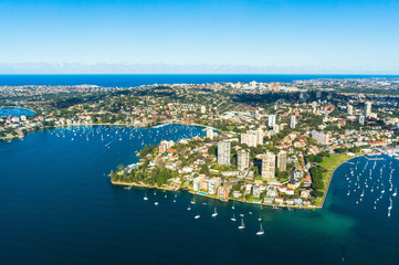 Naklejka premium Aerial view on Sydney, Double bay harbourside area