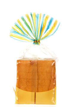 Sliced Bread In Plastic Bag Isolated On White Background