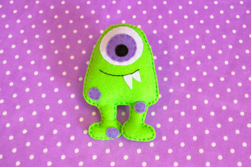 Green felt monster - handmade toy