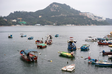 Stanley, Hong Kong-Jan.9,2016:Boats. Fishing boats are parking by the Stanley bay.