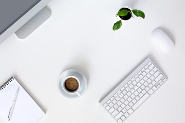 Modern Working Place of Designer on White Office Table