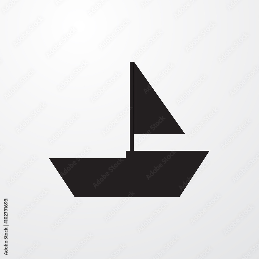 Poster sail boat icon for web and mobile