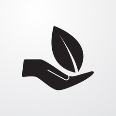 Leaf in hand icon for web and mobile