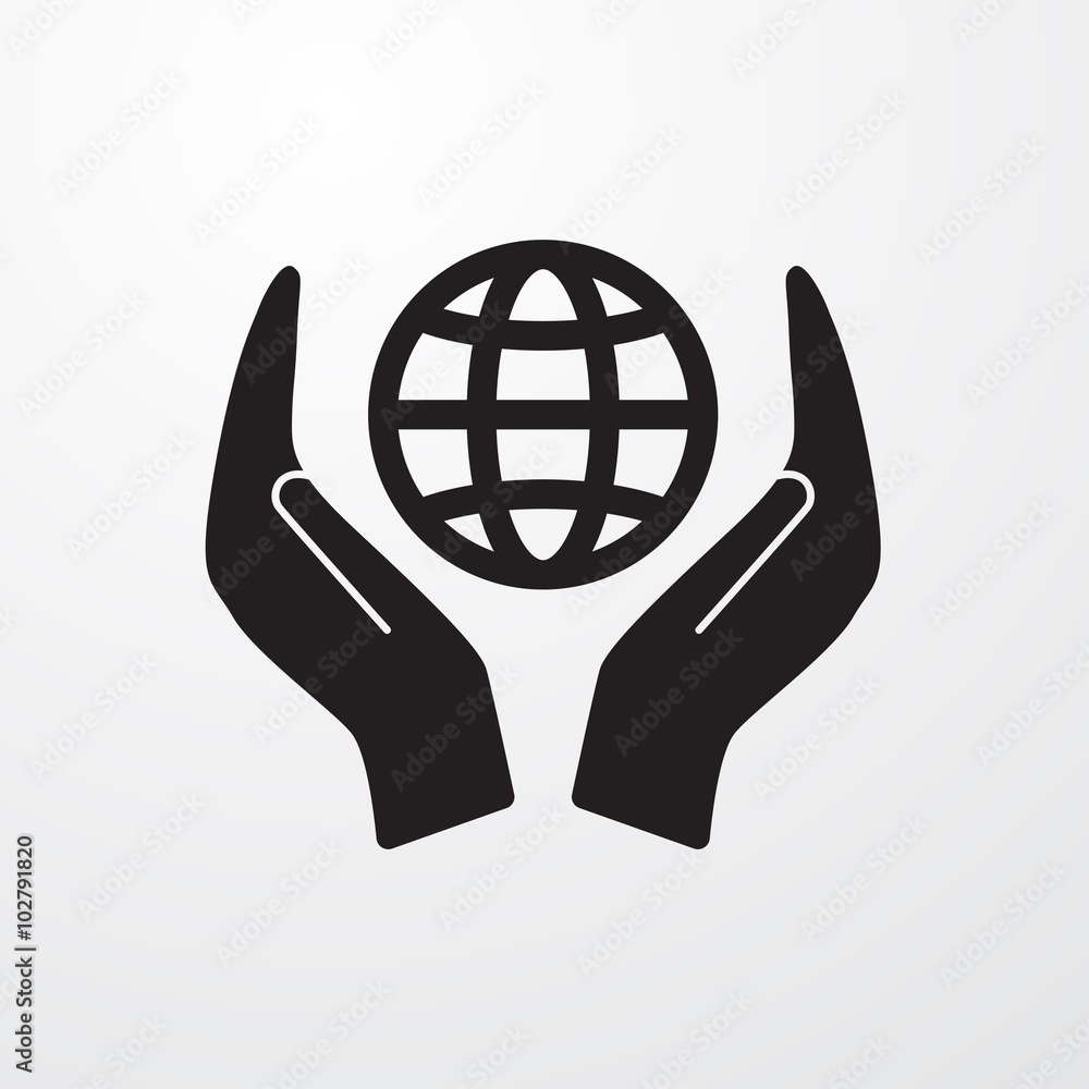 Poster globe in hand icon for web and mobile