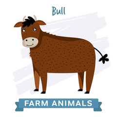 Bull isolated, vector illustration. Farm Animals Series. 