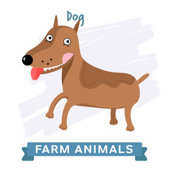 Dog isolated, vector illustration. Farm Animals Series. 