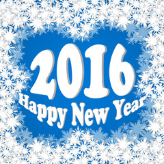 Happy New Year 2016 celebration flyer, banner, poster or invitation with stylish text on snowflakes