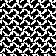 Seamless black and white decorative vector background with arrows. Print. Repeating background. Cloth design, wallpaper.
