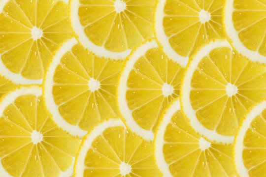 Close Up Sliced Yellow Lemon