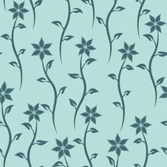 Floral seamless texture. Vector blue background - 102793449