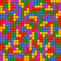 Tetris Bricks Seamless Background. Vector