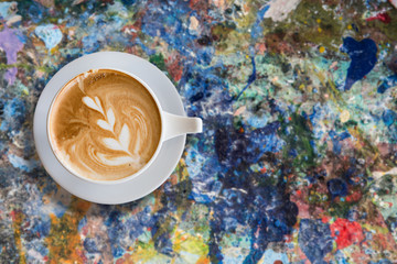 latte art on grunge paint poster color background
