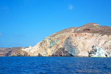Fototapeta na wymiar from the boat sea n sea santorini greece
