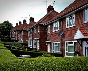 Fototapeta na wymiar typische Häuserreihe - Leeds, England.