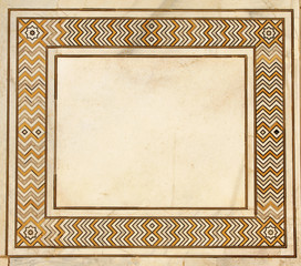 Frame of ancient mosaic on marble in Taj Mahal, India