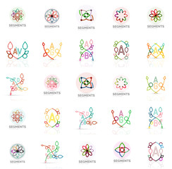 Fototapeta premium Linear abstract logos, letters, swirls