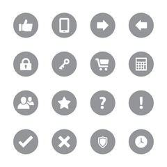 web icon set 2 on gray circle for web design, user interface (UI), infographic and mobile application (apps)