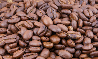 Coffee beans on burlap