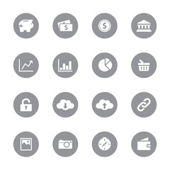 web icon set 4 on gray circle for web design, user interface (UI), infographic and mobile application (apps)